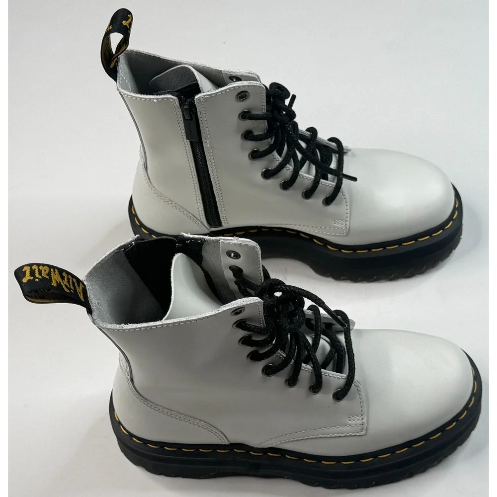 Dr. Martens Jadon Air Wair White & Black Lace Up Boots Size‎ 8 Men - 9 Women